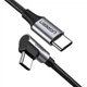 Кабель UGREEN US255 USB Type-C to Angled USB Type-C 60W Round Cable Aluminum Shell Nickel Plating 3A 2m Black/Gray (50125) - зображення 1