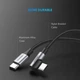 Кабель UGREEN US255 USB Type-C to Angled USB Type-C 60W Round Cable Aluminum Shell Nickel Plating 3A 2m Black/Gray (50125) - зображення 5