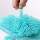Перчатки для мытья посуды уборки Сlean Step Голубые хозяйственные силиконовые с резиновыми ворсинками - изображение 4