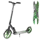 Детский двухколесный самокат Best Scooter 70875 со складной конструкцией и передним амортизатором, Черно-зеленый - изображение 1