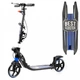 Детский двухколесный самокат Best Scooter L-50267 со складной конструкцией, двумя амортизаторами, ручным тормозом и фарой, Черно-синий - изображение 1
