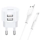 Сетевое зарядное устройство Usams T20 2USB 2.1A + MicroUSB cable (White) [67421] - изображение 1