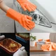 Силиконовые перчатки для уборки и мытья посуды Magic Silicone Gloves Оранжевые HMD 91-8722176 - изображение 4