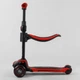 Дитячий триколісний самокат-біговел Best Scooter JS-10711 з сидінням і колесами, що світяться, Чорно-червоний - зображення 3