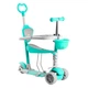 Детский трехколесный самокат Best Scooter B-2011 5 в 1 с сиденьем, защитным бампером и родительской ручкой, Бирюзовый - изображение 1