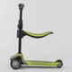 Дитячий триколісний самокат-біговел Best Scooter JS-20815 з сидінням і колесами, що світяться, Сіро-салатовий - зображення 2