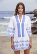 Пляжная туника с голубой вышивкой Fresh Cotton 1366 F-2c 46(L) Голубой - изображение 2