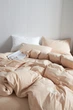 Постельное белье евро Vie Nouvelle Washed cotton вареный хлопок 200х220 W2E Белый с персиковым - изображение 2