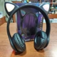 Навушники з котячими вушками та RGB підсвічуванням Бездротові Catear VZV-24M Чорні - зображення 1