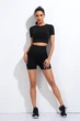 Женский костюм для фитнеса Whatiwear топ и шорты черный M (1315-black-M) - изображение 1