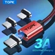Магнитный кабель 3 in1 Micro /Type c /For iPhone 1 meters 2.4A Quick Charge 3.0 TOPK AM45 RED - изображение 2