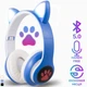 Навушники з котячими вушками Бездротові Wireless headphones Cat ear AKS-28 сині з Bluetooth гарнітурою та LED підсвічуванням - зображення 1