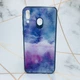 Силиконовый чехол Glass case со стеклянной задней панелью для Samsung Galaxy M20 Мрамор синий - изображение 2