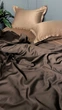 Двухцветное постельное бельё Премиум MLS Сатин комплект Двуспальный 180*220/70*70 капучино-шоколад - изображение 1