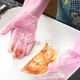 Рукавички для миття посуду Clean Step Рожеві господарські силіконові з гумовими ворсинками - зображення 12
