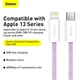 Кабель c поддержкой быстрой зарядки Type-C to Lightning iPhone BASEUS |1m 20W| Фиолетовый (CALD000005) - изображение 15