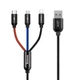USB кабель 3в1 Micro USB/Lightning/Type-C Baseus Three Primary Colors (1.2m, 3.5A). Black - зображення 1