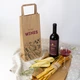 Пакет подарунковий під вино eko-kraft 150*90*360 уп 5 штук/уп коричневий Крафт пакет для упаковки пляшки з написом і малюнком бокала високий Паперовий пакет з плоскими ручками - зображення 1