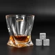Камені для віскі Whiskey stones Original в подарунковій дерев'яній упаковці 6 шт. зі стеатиту + келих Bohemia Quadro + щипці з інструкцією Сірі - зображення 3