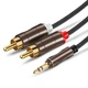 Аудио кабель 2 RCA - AUX 3.5mm miniJack хлопковая оплетка 1 метр - изображение 1