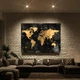 Картина Холстович Golden Map Of The World 75х100 см. Картина золотая карта мира для офиса, кабинета, интерьера - изображение 1