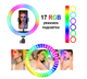 Светодиодная кольцевая LED лампа RGB MJ33 с пультом и штативом 33 см белый/черный - изображение 5