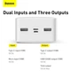 Повербанк портативное зарядное устройство Power Bank Baseus 30000 mAh premium 15W 3A 2USB+Type-C c Led дисплеем Bipow Digital Display White - изображение 13