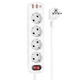 Сетевой удлинитель HOCO NS1 Aura 4-bit extension cable socket fast charge, 2 USB, 1 Type-C, 4 Sockets, 4000W, 20W, 3A, PD, QC, 1.8m, white - изображение 1