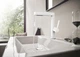 Cмеситель для умывальника однорычажный HANSGROHE Finoris белый латунь с донным клапаном 76063700 - изображение 7