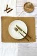 Льняной сервировочный коврик (ланчмат) TouchableLinen 1 шт 40x50 см Коричнево-золотой Подставка под тарелку - изображение 1