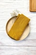 Лляні серветки TouchableLinen 1 шт Гірчичний Серветки для сервірування столу 25х25 см - зображення 1