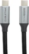 Кабель PowerPlant USB3.1, USB-C - USB-C, 10 Гбіт/с, 100W, 20V/ 5A, 4K/ 60 Гц, 1 м Black/Grey (CA913312) - зображення 1