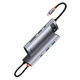 USB-хаб адаптер Type-C Baseus Metal Gleam 7в1 (Type-C, 100W, 2xUSB3.0 + HDMI 4KHD + Type-C PD + TF + SD) - Сірий - зображення 2