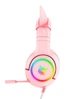 Игровые наушники с кошачьими ушками Onikuma K9 c LED-подсветкой и микрофоном Проводные наушники для стриминга Розовый - изображение 4