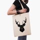 Еко сумка Олень (Deer) (9227-3803-BGZ) бежева на блискавці з кишенею - зображення 5