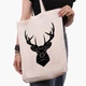 Еко сумка Олень (Deer) (9227-3803-WTD) бежева з широким дном - зображення 2