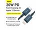 Кабель быстрой зарядки «Type-C to Lightning» Baseus Superior Series PD 20W Fast Charge 2m, cиний (CATLYS-C03) - изображение 5