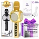 Микрофон Караоке Magic Karaoke YS-90 Pro (Gold) беспроводной блютуз с динамиками 3Вт + 3Вт колонка с фонограмммой эхо USB Bluetooth - изображение 11