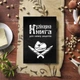 Кулінарна книга для запису рецептів "Білий напис. Шматок м'яса та два перехрещені ножі (чорний фон)" - изображение 2