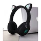Беспроводные детские блютуз наушники для телефона и ПК с микрофоном CATear P58M USB с кошачьими ушками и цветной LED подсветкой для андроид и IOS Bluetooth 5.0 Черные - изображение 1