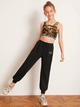 Джоггеры с вышивкой для девочек Shein 07191223848 116 cm (91604116cm) Черный - изображение 1