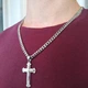 Цепочка мужская Steel Braiding 6мм с крестом. Кубинское плетение, качественная медицинская сталь - изображение 1