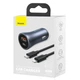 Зарядное устройство Baseus Автомобильное USB + Type-C + Type-C - Lightning Кабель 1м 40W USB-A Power Delivery 3.0 Quick Charge 4+ SCP FCP AFC + Умная Зарядка Golden Contactor Pro Металлический Серый - изображение 8