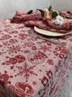 Льняной столовый комплект Новогодняя сказака 300х150 Красный - изображение 2