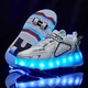 Роликовые кроссовки для девочек с LED подсветкой белые на 4-х колесах (LR 1268) 34(21,5см) - изображение 8