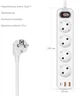 Сетевой фильтр-удлинитель RZTK Power Strip 4+2 USB-A (QC 3.0)+USB-С (PD20W) White - изображение 7