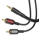 Аудіокабель BOROFONE BL11 3.5mm male to double lotus RCA, PVC, 1,5m, Black (6974443382204) - зображення 3