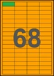 48×16,6мм ОРАНЖЕВАЯ Самоклеящаяся бумага А4, 68 Этикеток на листе, Упаковка 100 листов - изображение 1