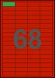 48×16,6мм КРАСНАЯ Самоклеящаяся бумага А4, 68 Этикеток на листе, Упаковка 100 листов - изображение 1