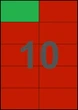 105×59,4мм КРАСНАЯ Самоклеящаяся бумага А4, 10 Этикеток на листе, Упаковка 100 листов - изображение 1